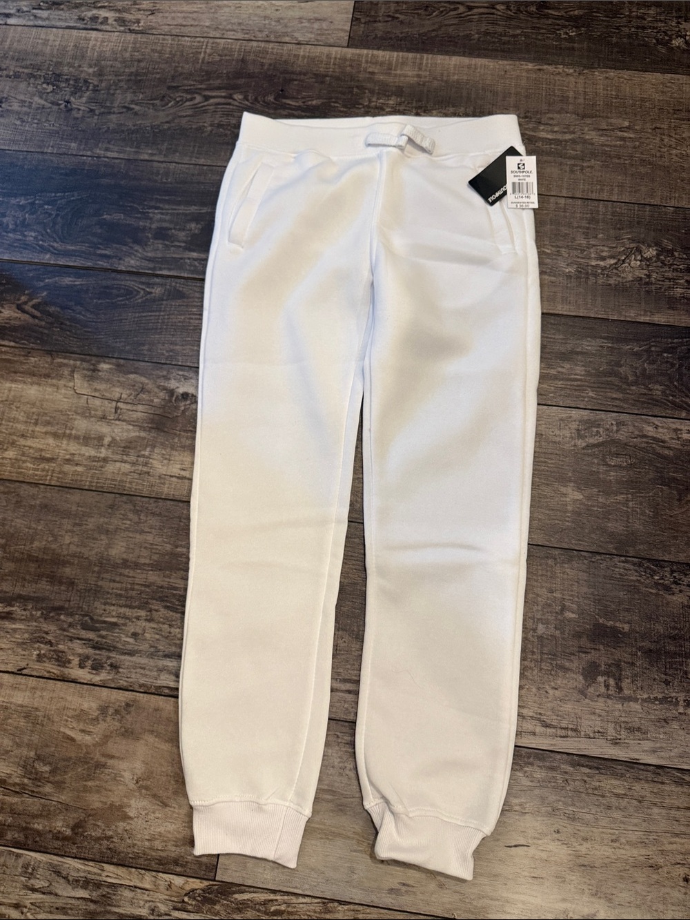 Southpole Kids White Jogger Sweatpants with Ribbed Cuffs SX 14-16